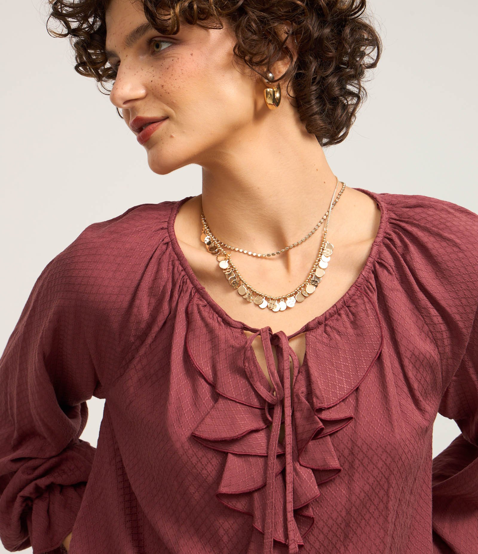 Blusa em Viscose Twill e Babados Frontais Rosa 3