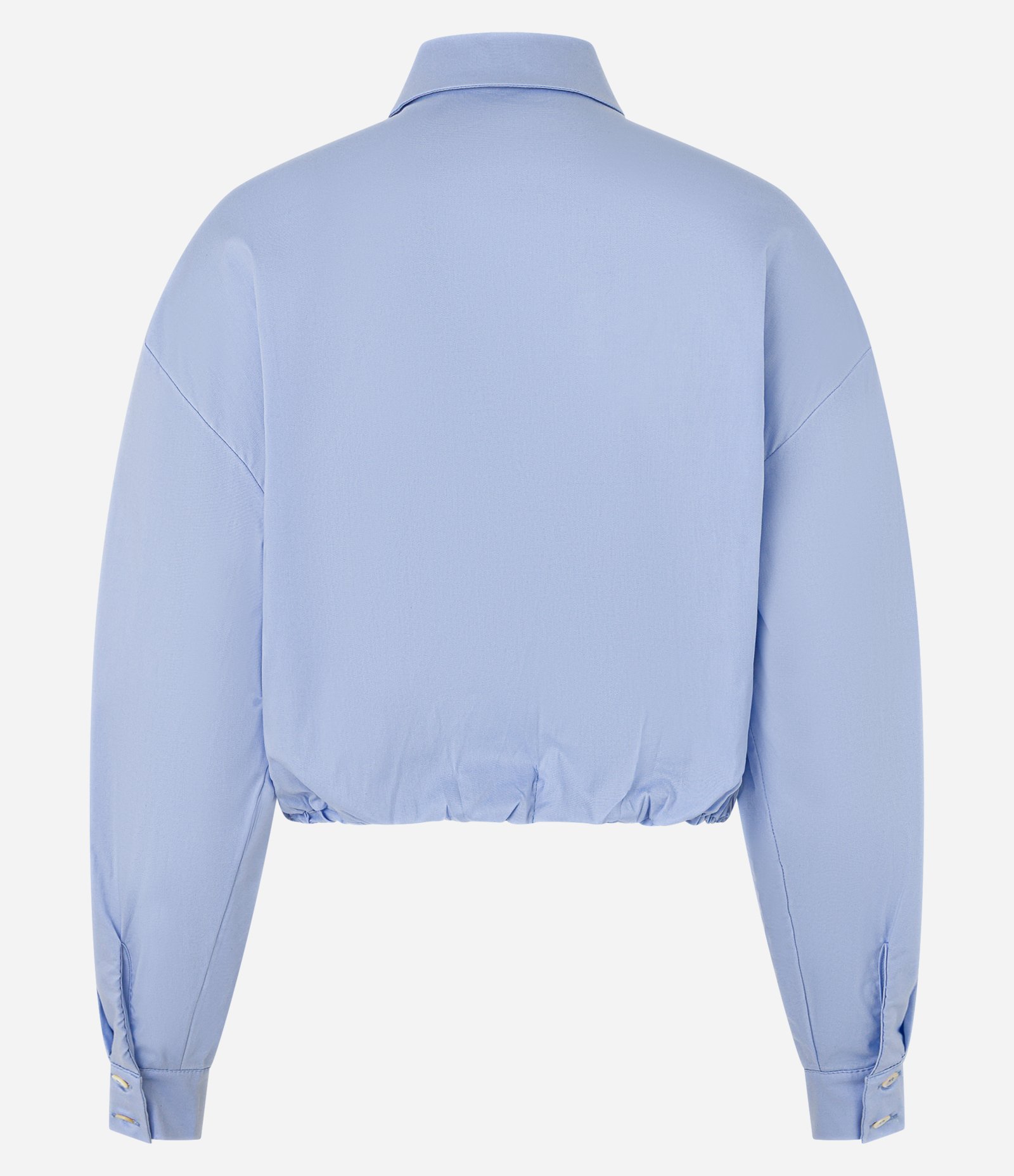Camisa Cropped em Tricoline com Abotoamento Frontal Azul 5