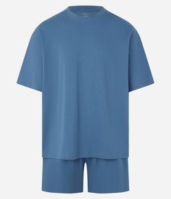 Pijama Curto Oversized em Algodão