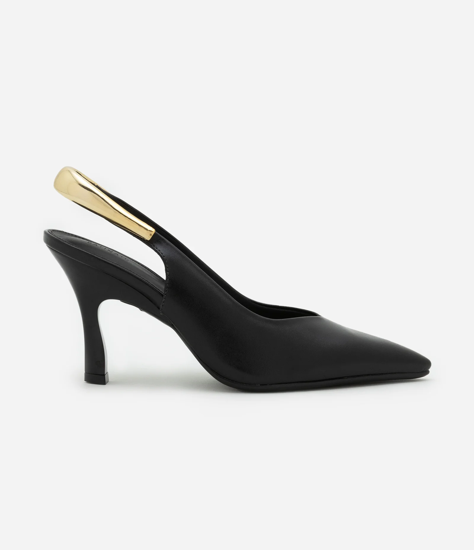 Sapato Scarpin Slingback em PU com Detalhe em Metal Flexível Preto 1