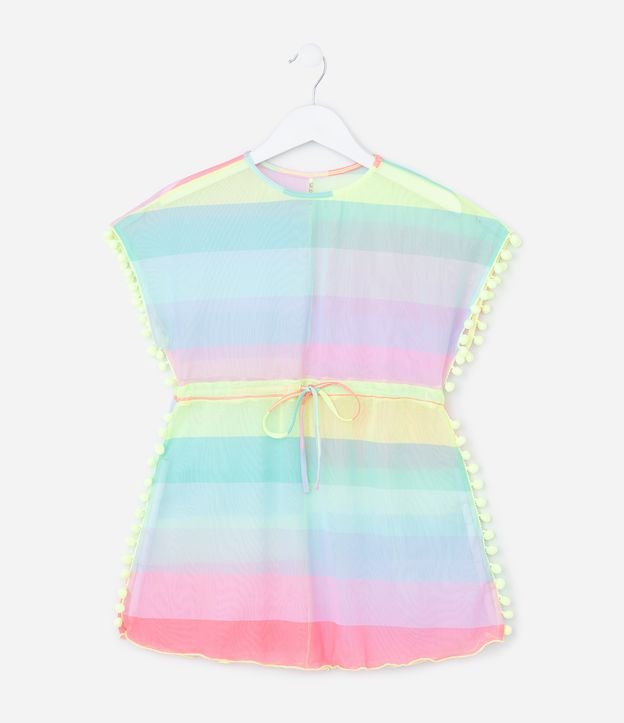 Saída de Praia Infantil em Tule com Listras - Tam 5 a 16 Anos