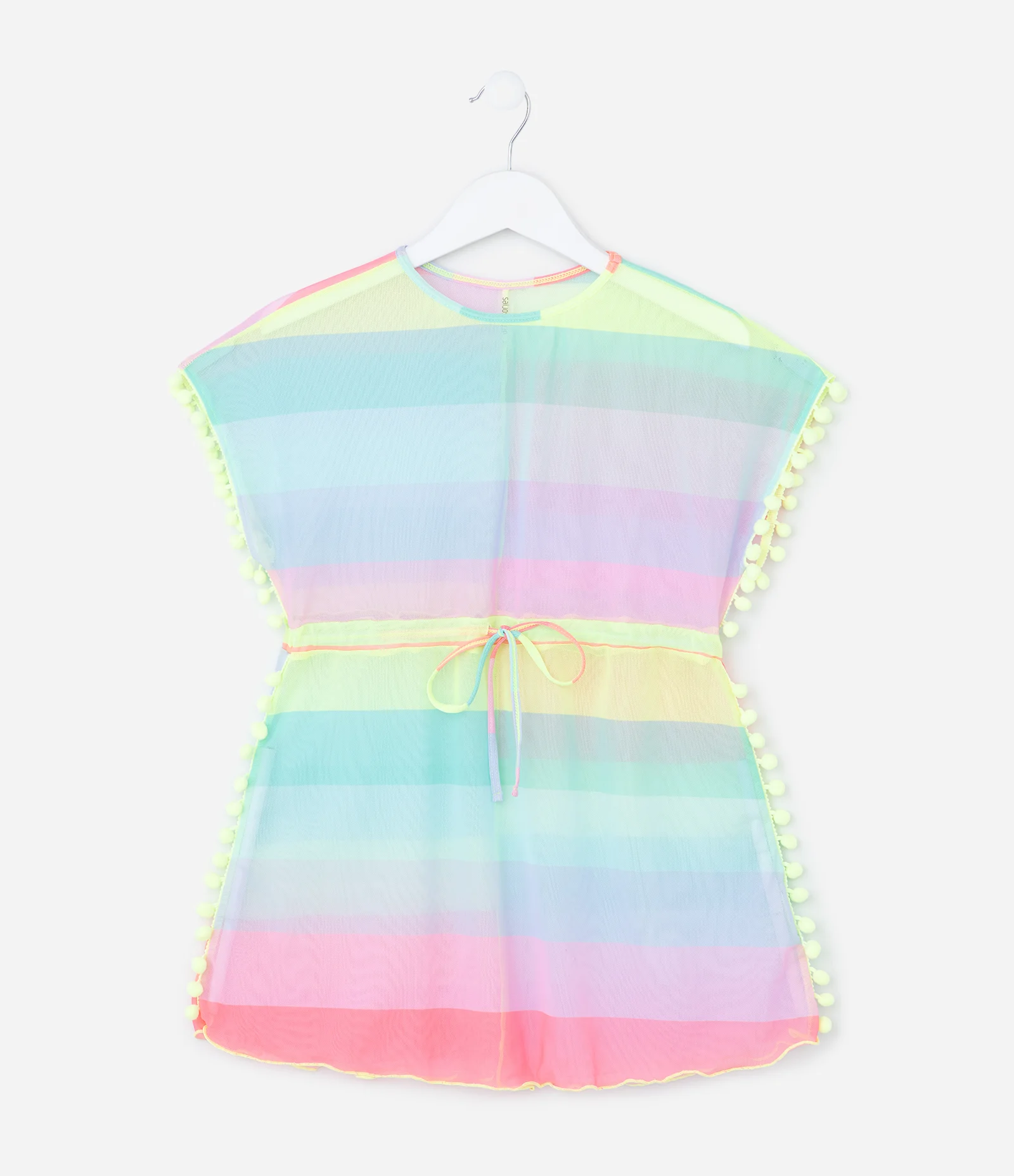 Saída de Praia Infantil em Tule com Listras - Tam 5 a 16 Anos Multicores 1