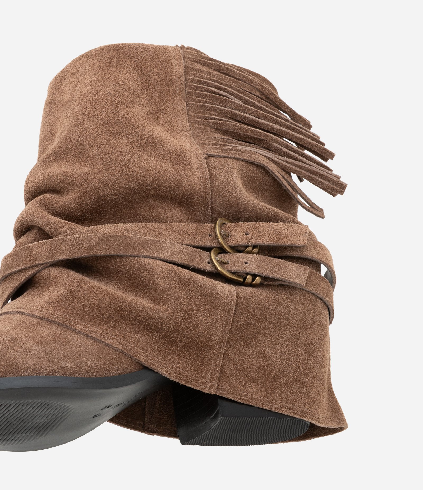 Bota em Camurça com Dobra e Franjas Marrom 5