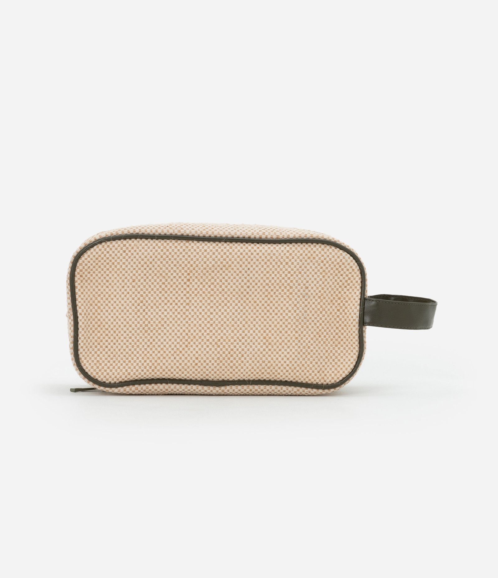 Nécessaire Retangular Grande com Efeito Natural e Estampa Interna Folhagem Bege 3