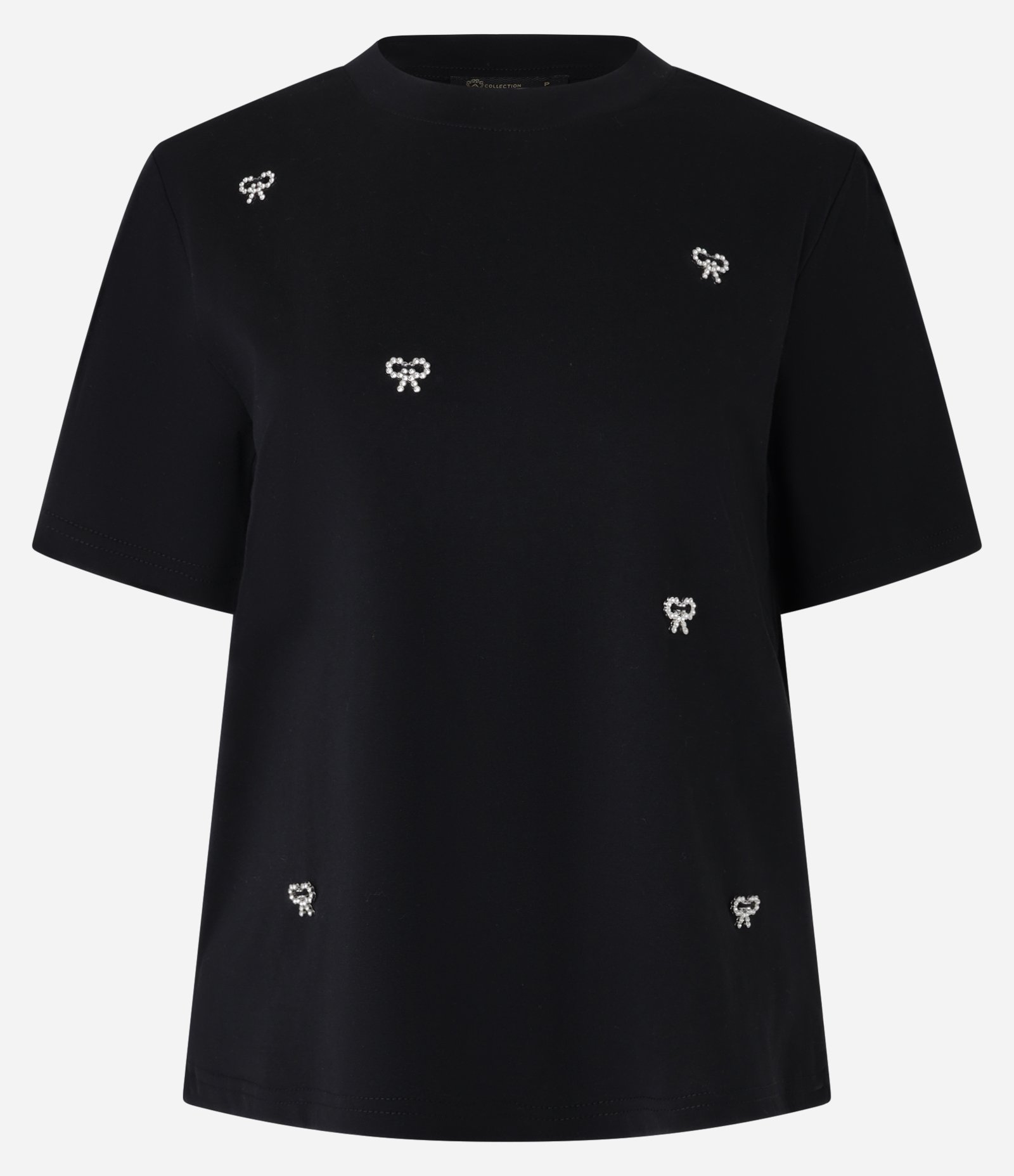 Blusa em Algodão com Bordado de Laços com Pérolas Preto 6