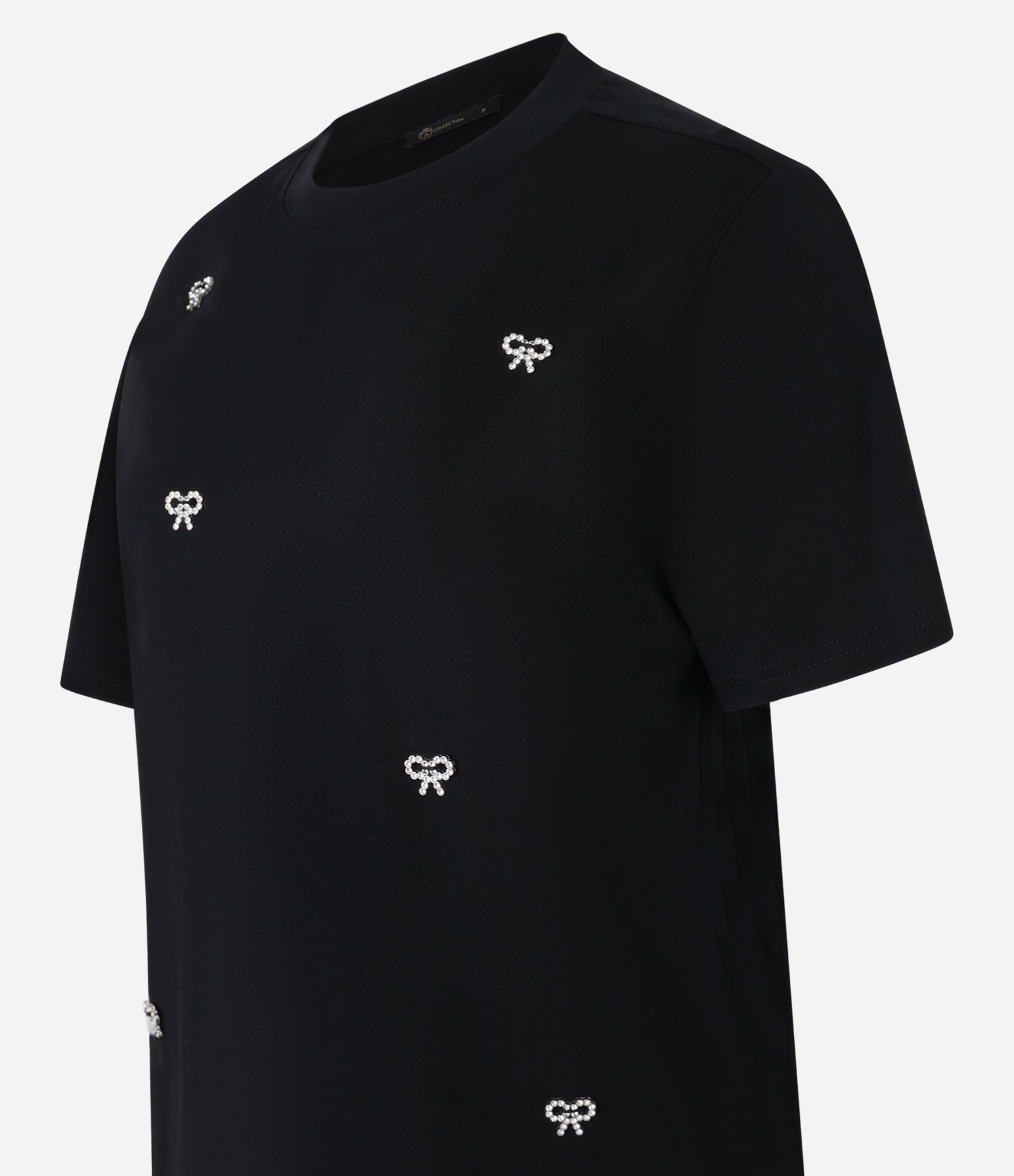 Blusa em Algodão com Bordado de Laços com Pérolas Preto 7