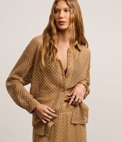 Camisa Polo Texturizada com Abotoamento Alfaiatada