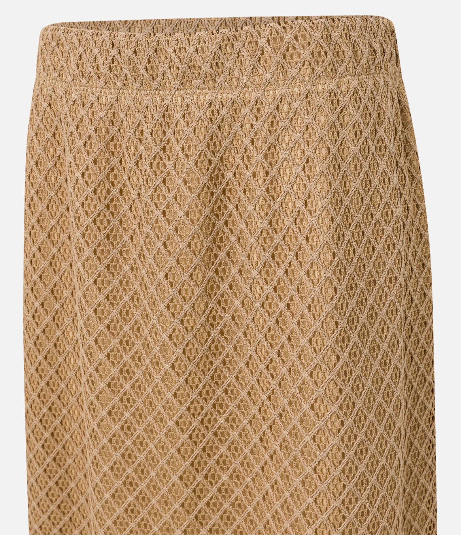 Saia Reta Midi com Efeito Crochê e Forro Caramelo 7