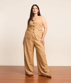 Calça Wide Leg  Alfaiataria com Amarração Curve & Plus Size