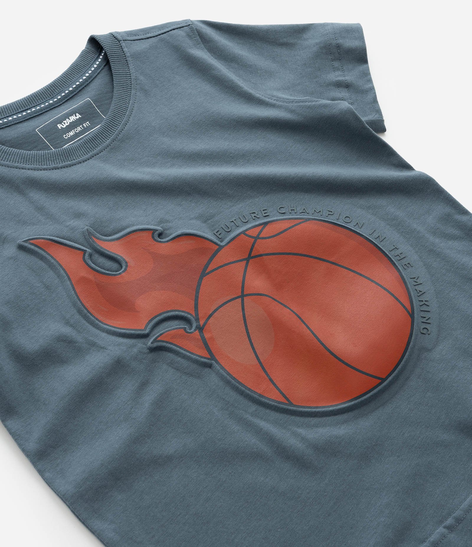Camiseta Infantil com Estampa em Relevo Bola de Basquete - Tam 5 a 14 Anos Cinza 6