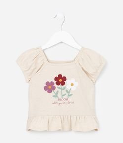 Blusa Infantil Texturizada com Estampa Florzinhas - Tam 1 a 6 Anos
