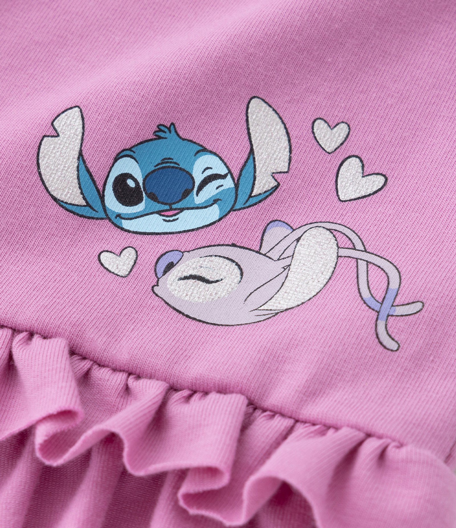 Conjunto Infantil com Babadinhos e Estampa Stitch e Angel - Tam 1 a 6 Anos Rosa 8