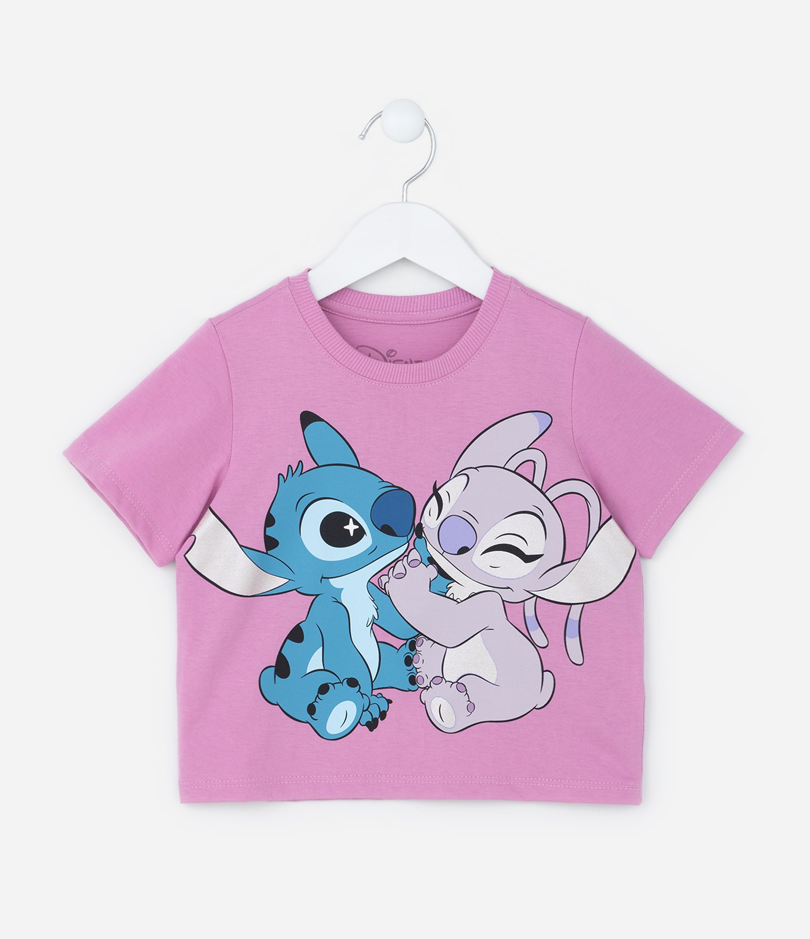 Conjunto Infantil com Babadinhos e Estampa Stitch e Angel - Tam 1 a 6 Anos Rosa 2
