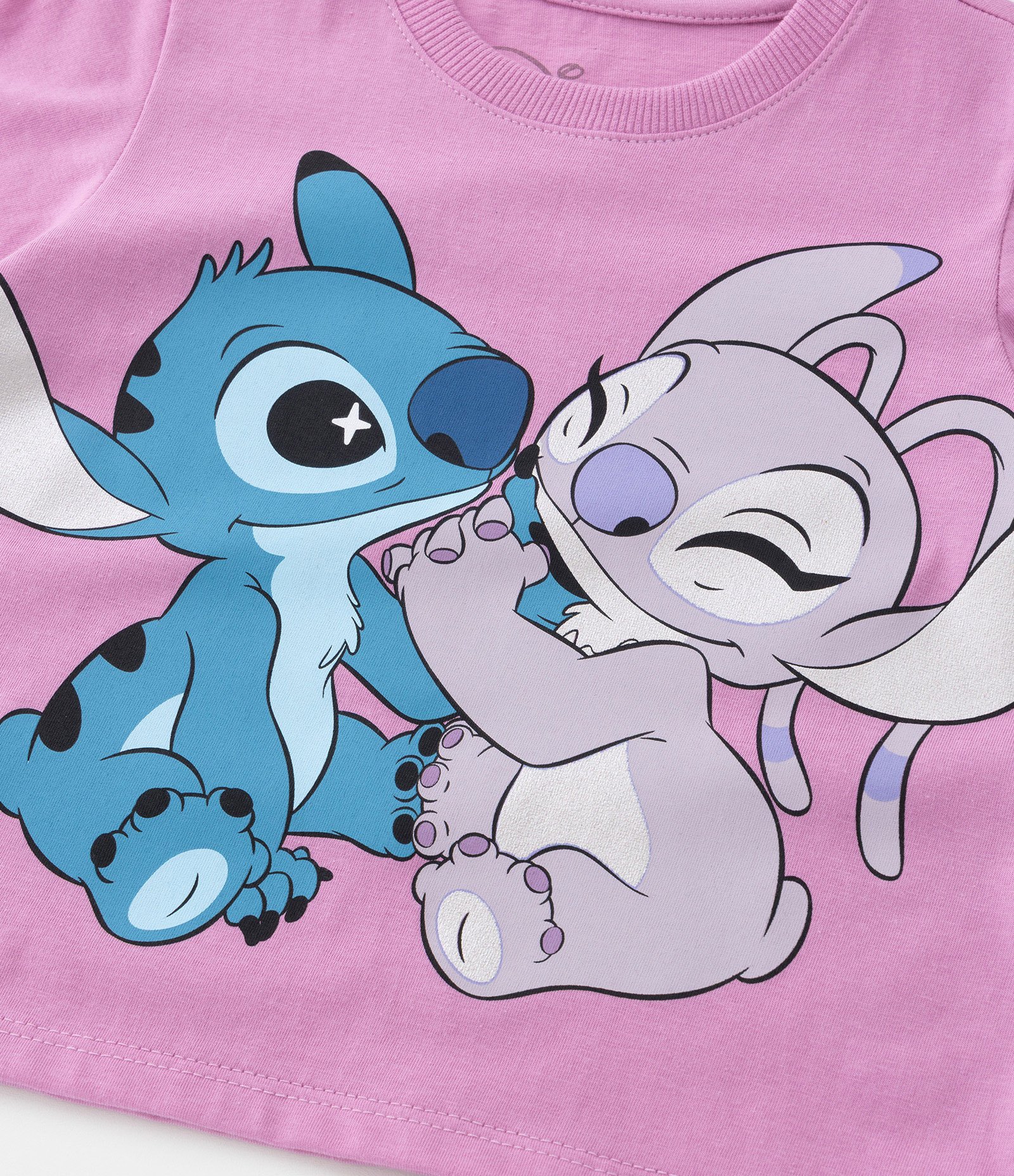 Conjunto Infantil com Babadinhos e Estampa Stitch e Angel - Tam 1 a 6 Anos Rosa 5