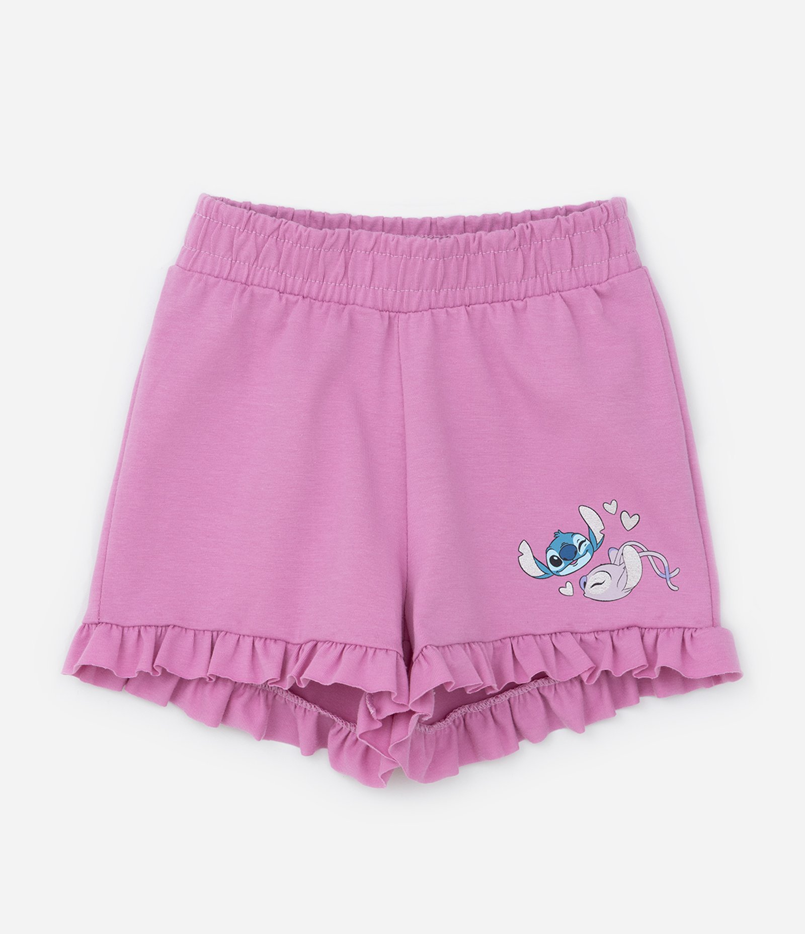 Conjunto Infantil com Babadinhos e Estampa Stitch e Angel - Tam 1 a 6 Anos Rosa 7