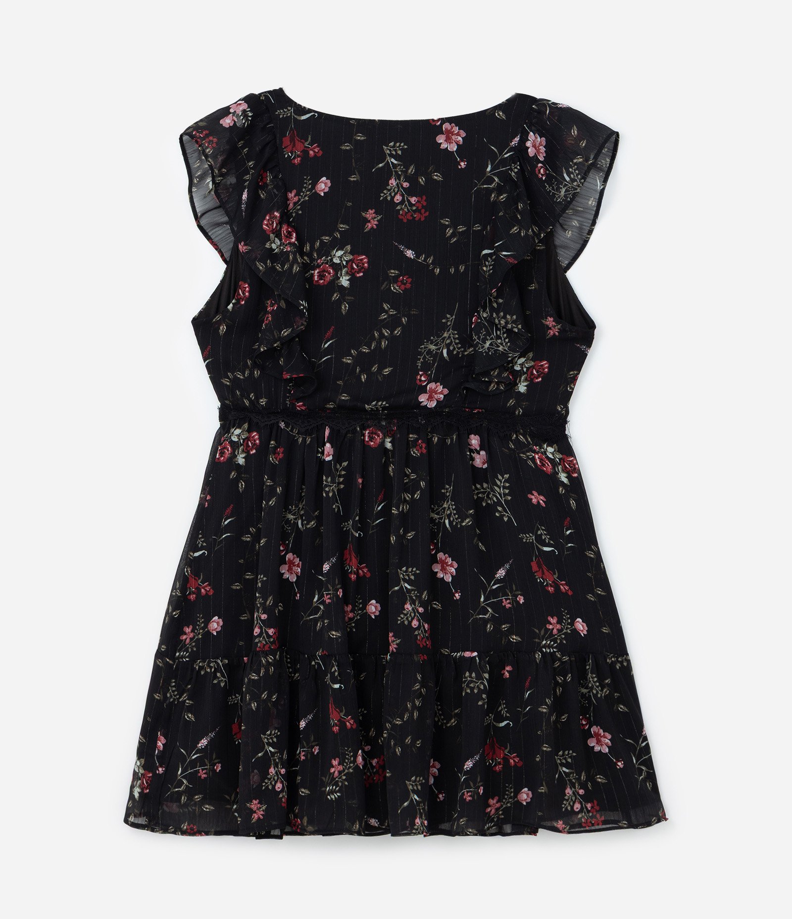 Vestido Curto Chiffon Floral Curve & Plus Size Preto 6