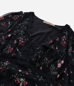 Vestido Midi Floral em Chiffon com Babados e Brilhos Curve & Plus Size