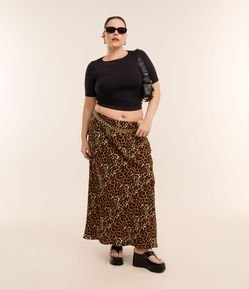 Saia Longa em Crepe com Animal Print Curve & Plus Size