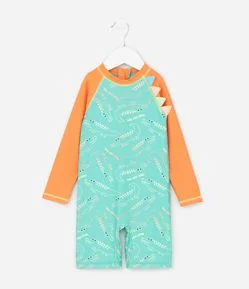 Macacão Infantil com Proteção UV e Cristas 3D - Tam 1 a 4 Anos