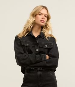 Jaqueta Regular em Jeans com Botões