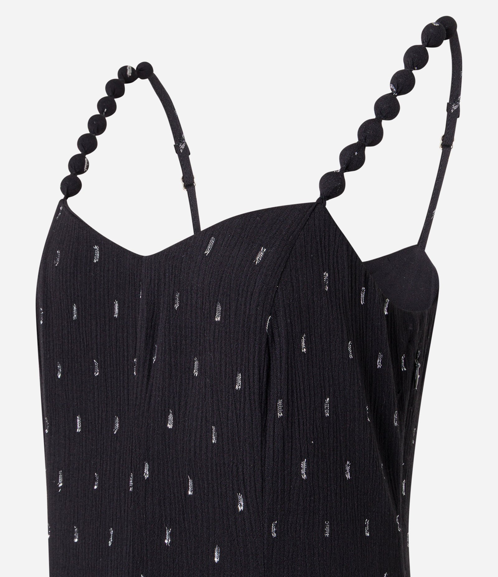 Vestido Evasê Midi em Chalis com Decote V Estampado Preto 2