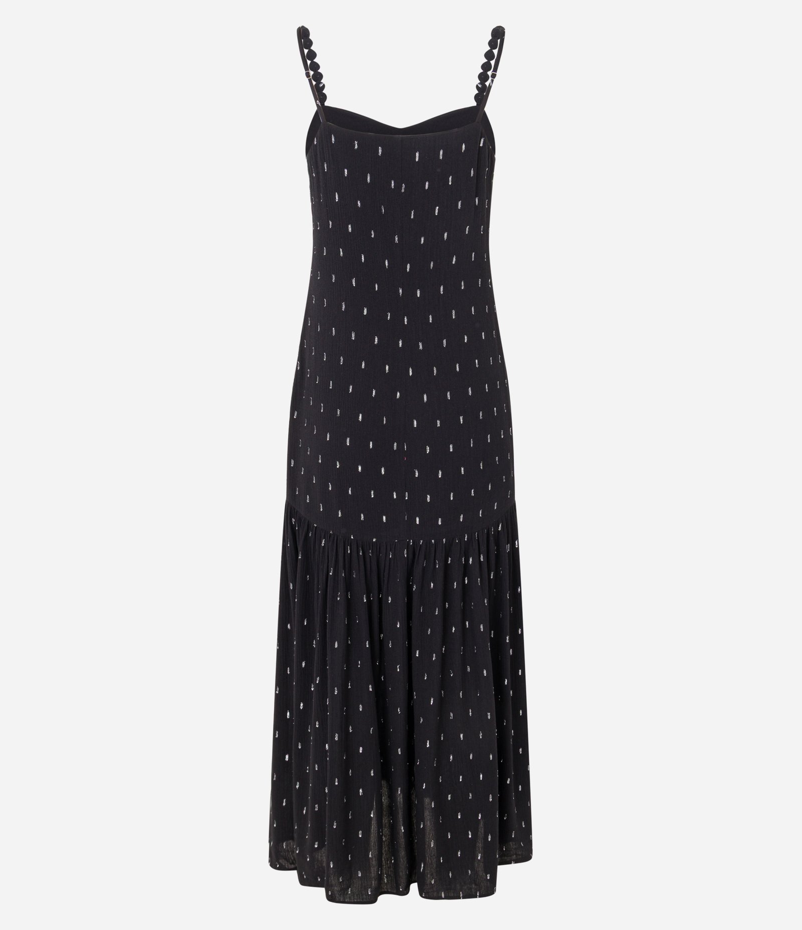 Vestido Evasê Midi em Chalis com Decote V Estampado Preto 3