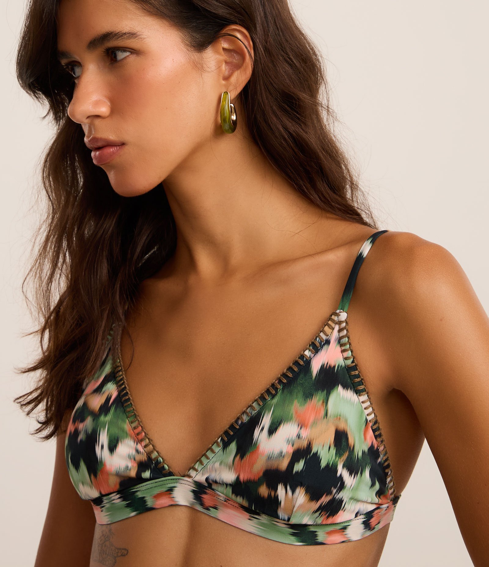 Biquíni Top Triângulo Fixo em Microfibra com Estampa Tie Dye Verde 3