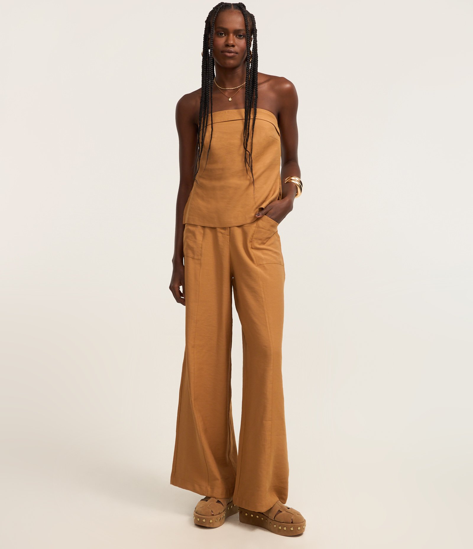 Blusa em Alfaiataria Twill Tomara que Caia Bege 2