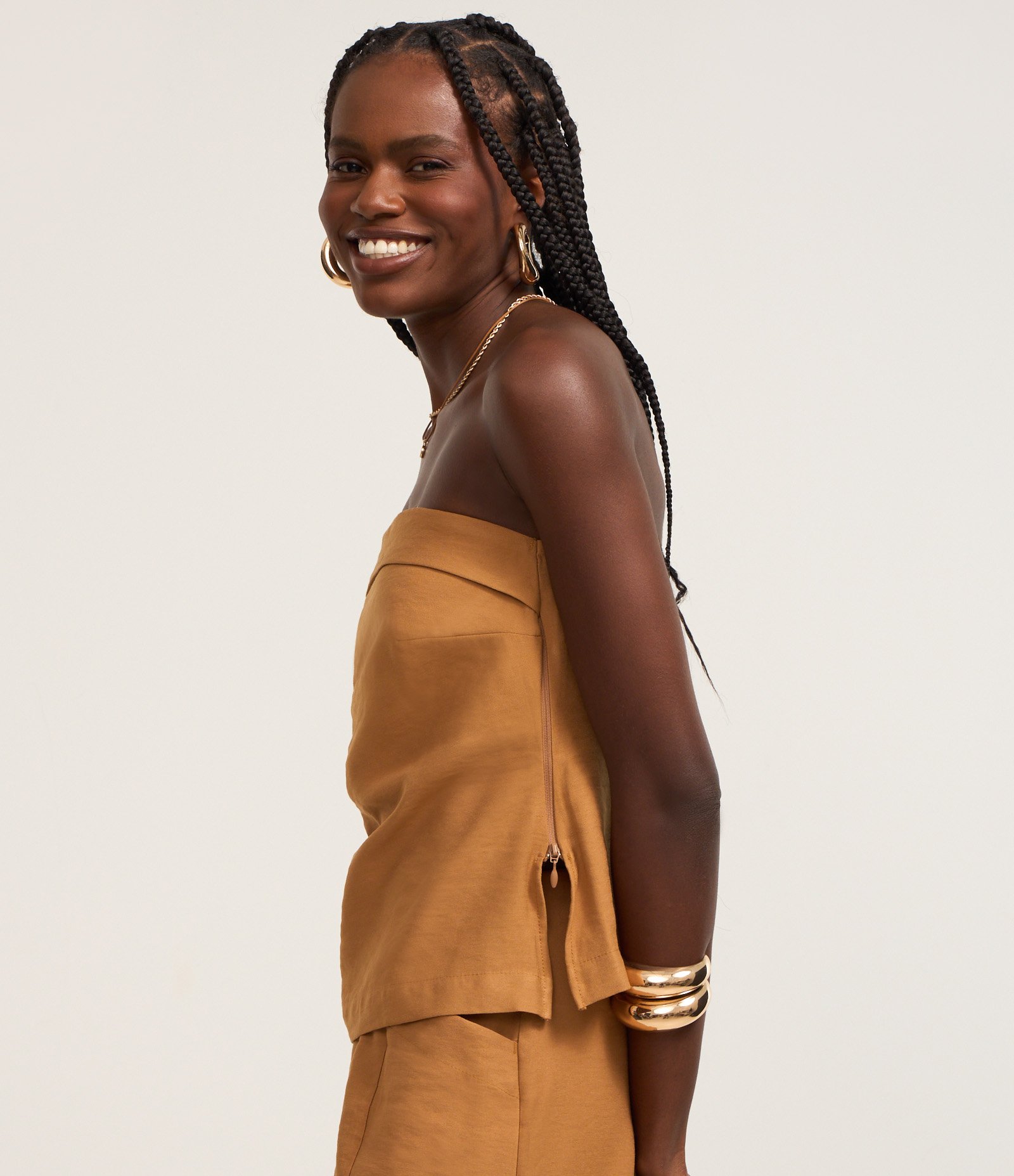 Blusa em Alfaiataria Twill Tomara que Caia Bege 3