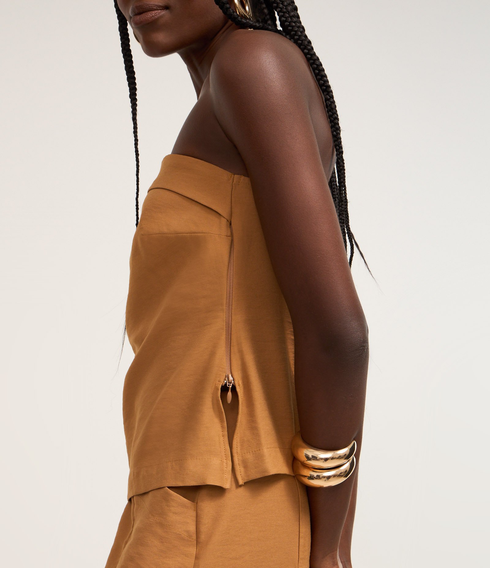 Blusa em Alfaiataria Twill Tomara que Caia Bege 4