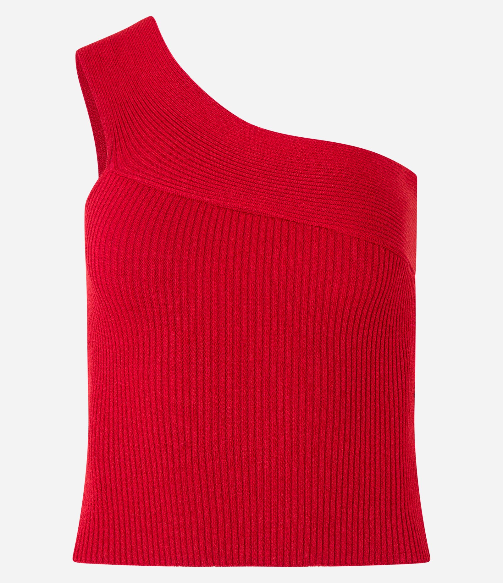 Blusa em Tricô com Um Ombro Só e Textura Vermelho 4