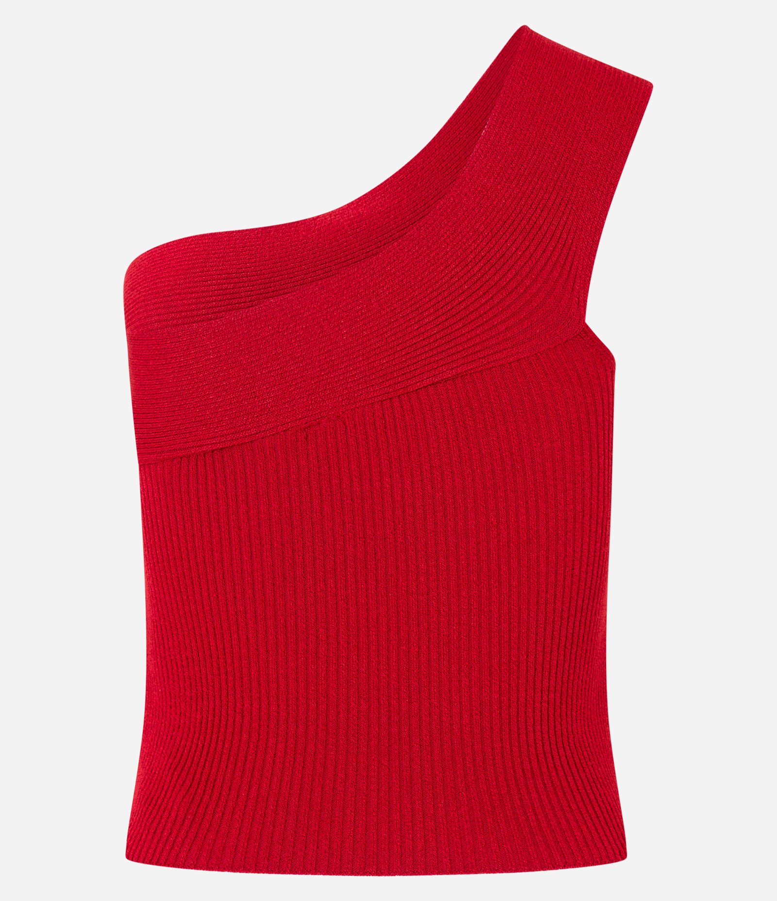 Blusa em Tricô com Um Ombro Só e Textura Vermelho 6