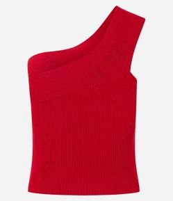Blusa em Tricô com Um Ombro Só e Textura