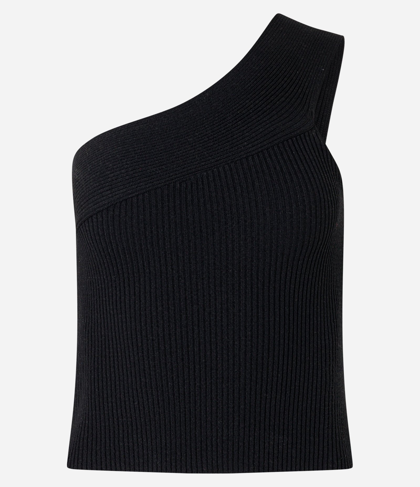 Blusa em Tricô com Um Ombro Só e Textura Preto 4