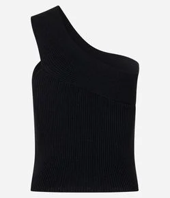 Blusa em Tricô com Um Ombro Só e Textura