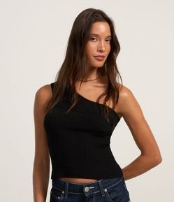 Blusa em Tricô com Um Ombro Só e Textura