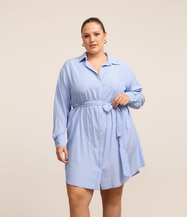 Vestido Camisa em Tricoline com Amarração Curve & Plus Size