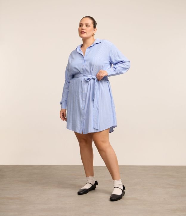 Vestido Camisa em Tricoline com Amarração Curve & Plus Size