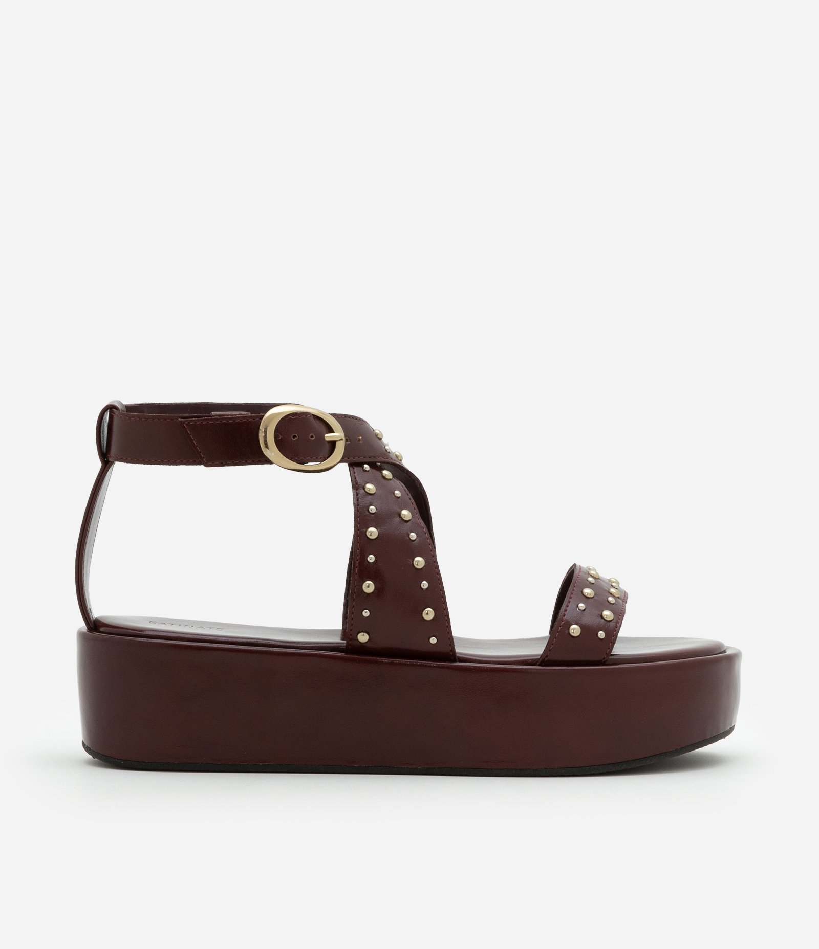 Sandália Flatform em Pu com Tachinhas Vinho 1