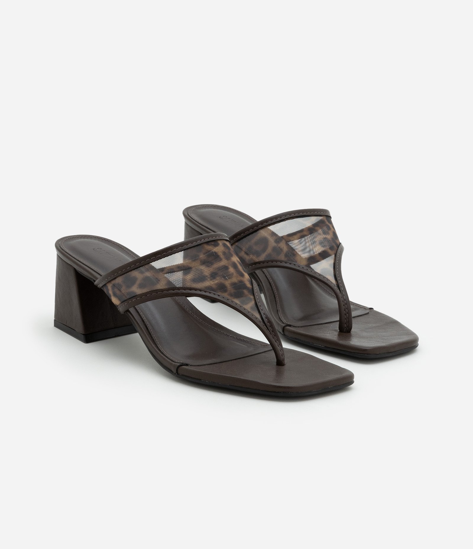 Sandália em PU de Dedinho com Tela Animal Print Onça Marrom 3