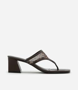 Sandália em PU de Dedinho com Tela Animal Print Onça