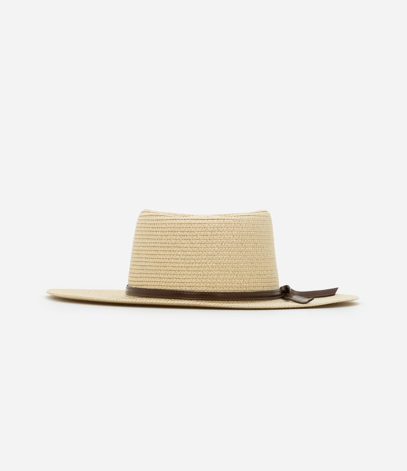 Chapéu de Praia em Papel com Laço de PU Bege 3