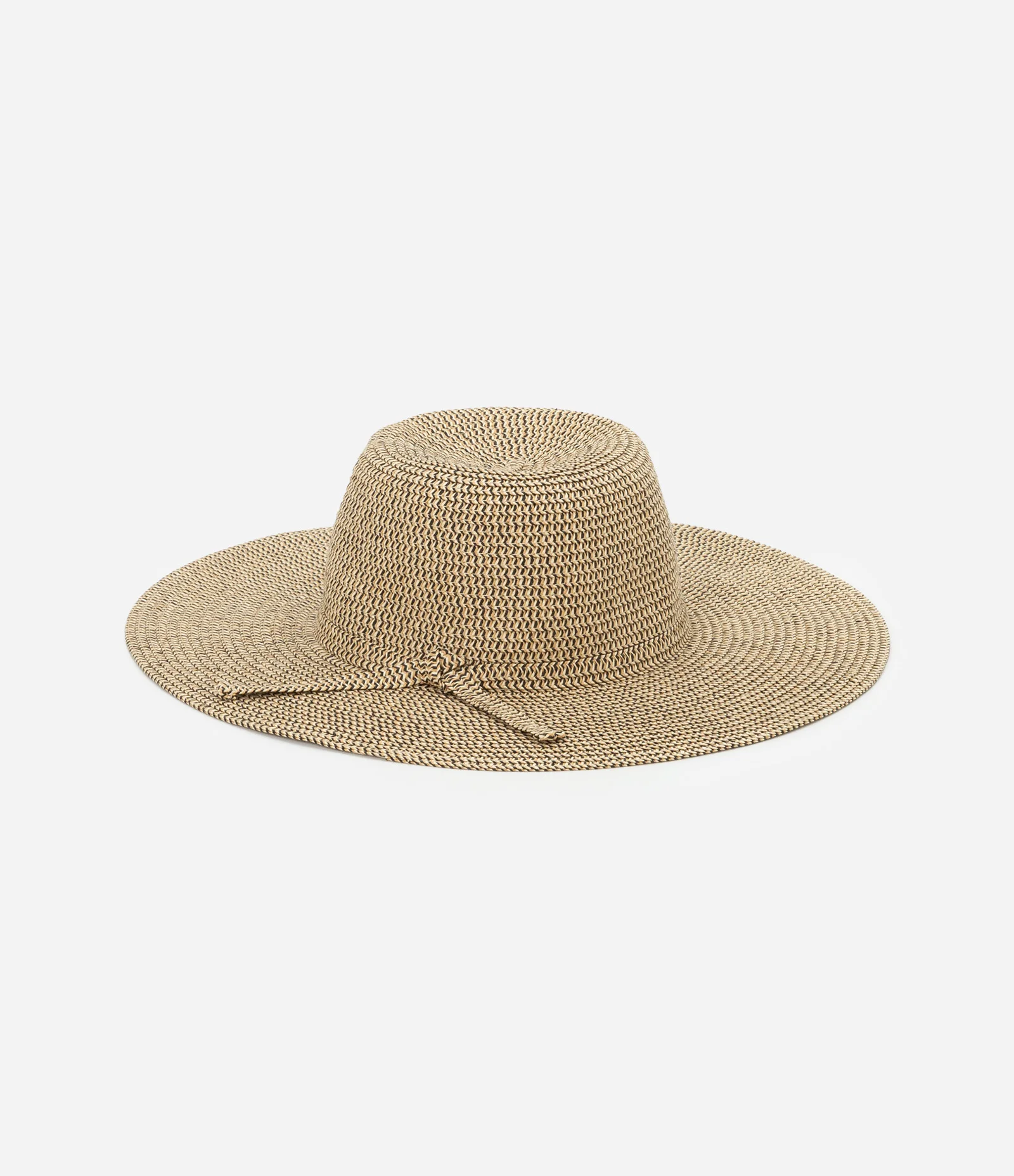 Chapéu de Praia em Palha com Aba Média e Gorgurão Bege 1