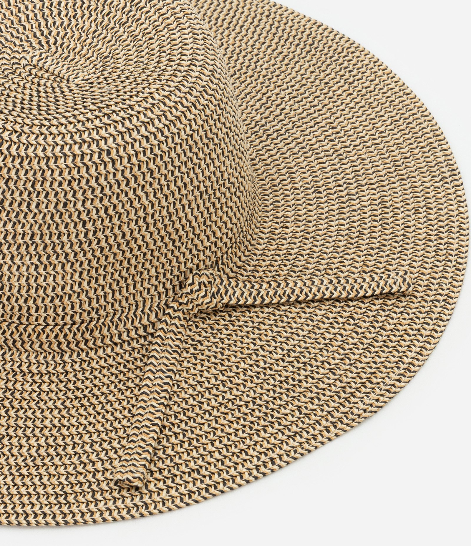 Chapéu de Praia em Palha com Aba Média e Gorgurão Bege 3