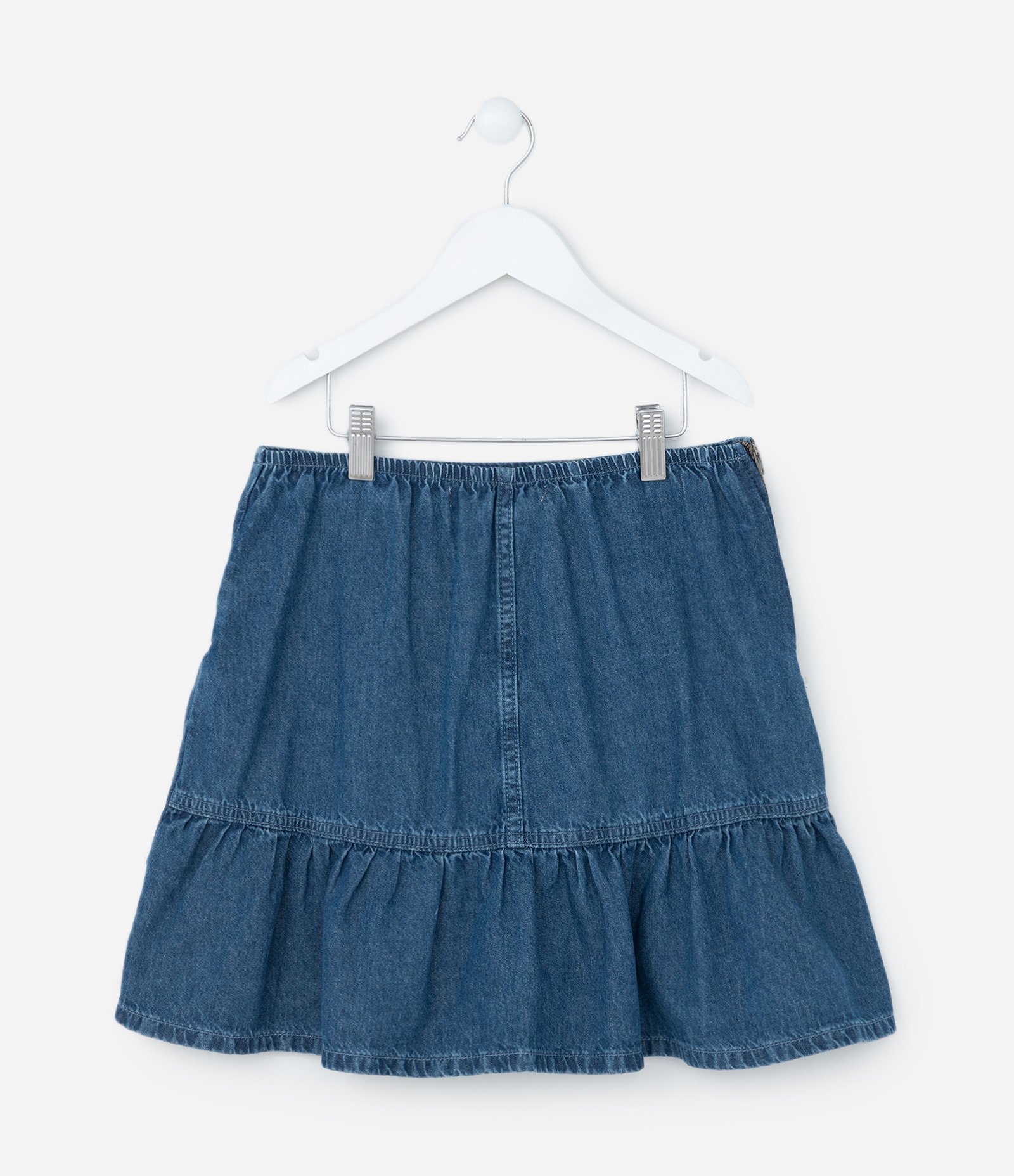 Saia Infantil em Jeans com Babados - Tam 5 a 14 Anos Azul 2
