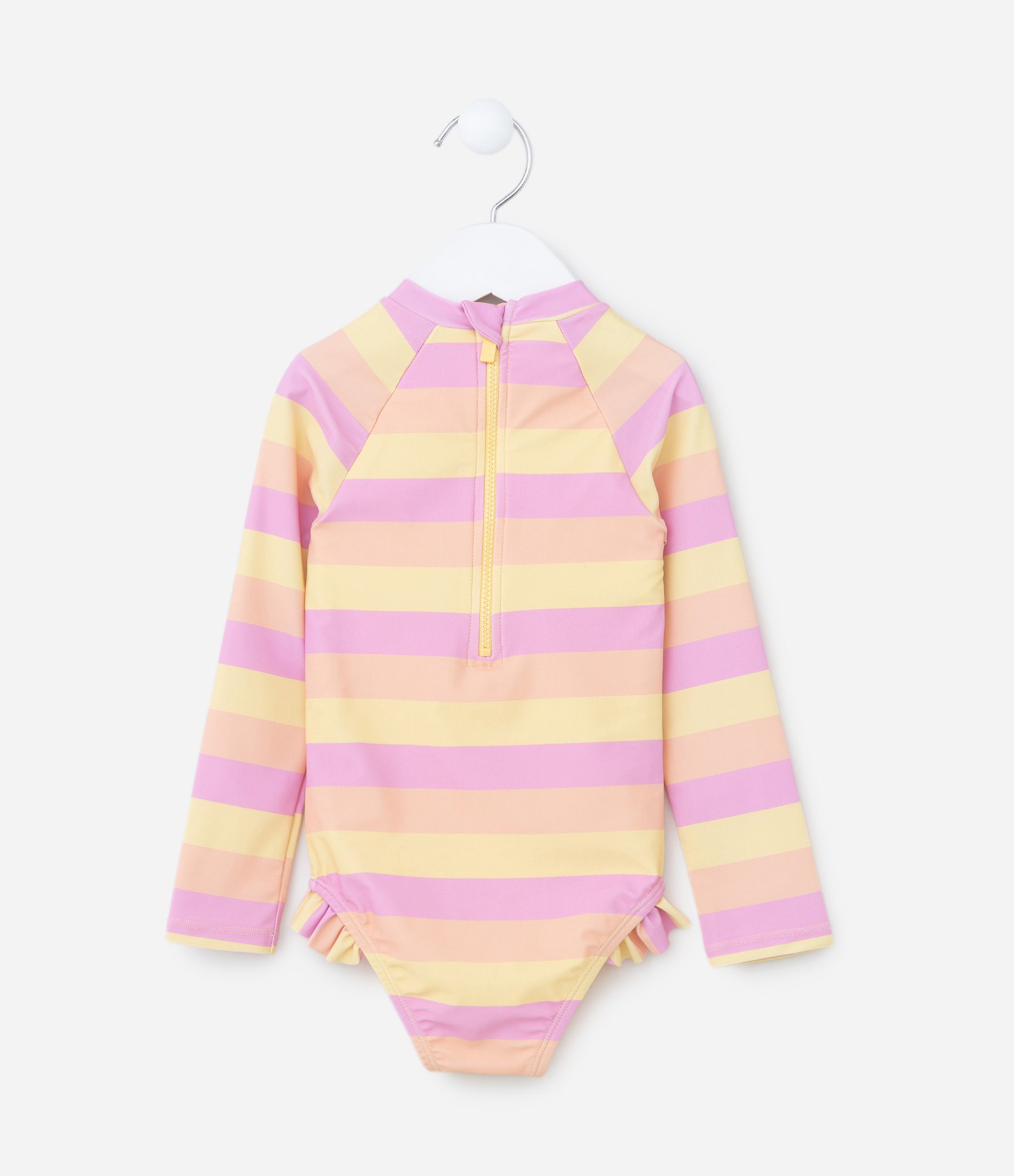 Maiô Infantil com Proteção UV e Babadinhos - Tam 1 a 4 Anos Rosa/Laranja 2