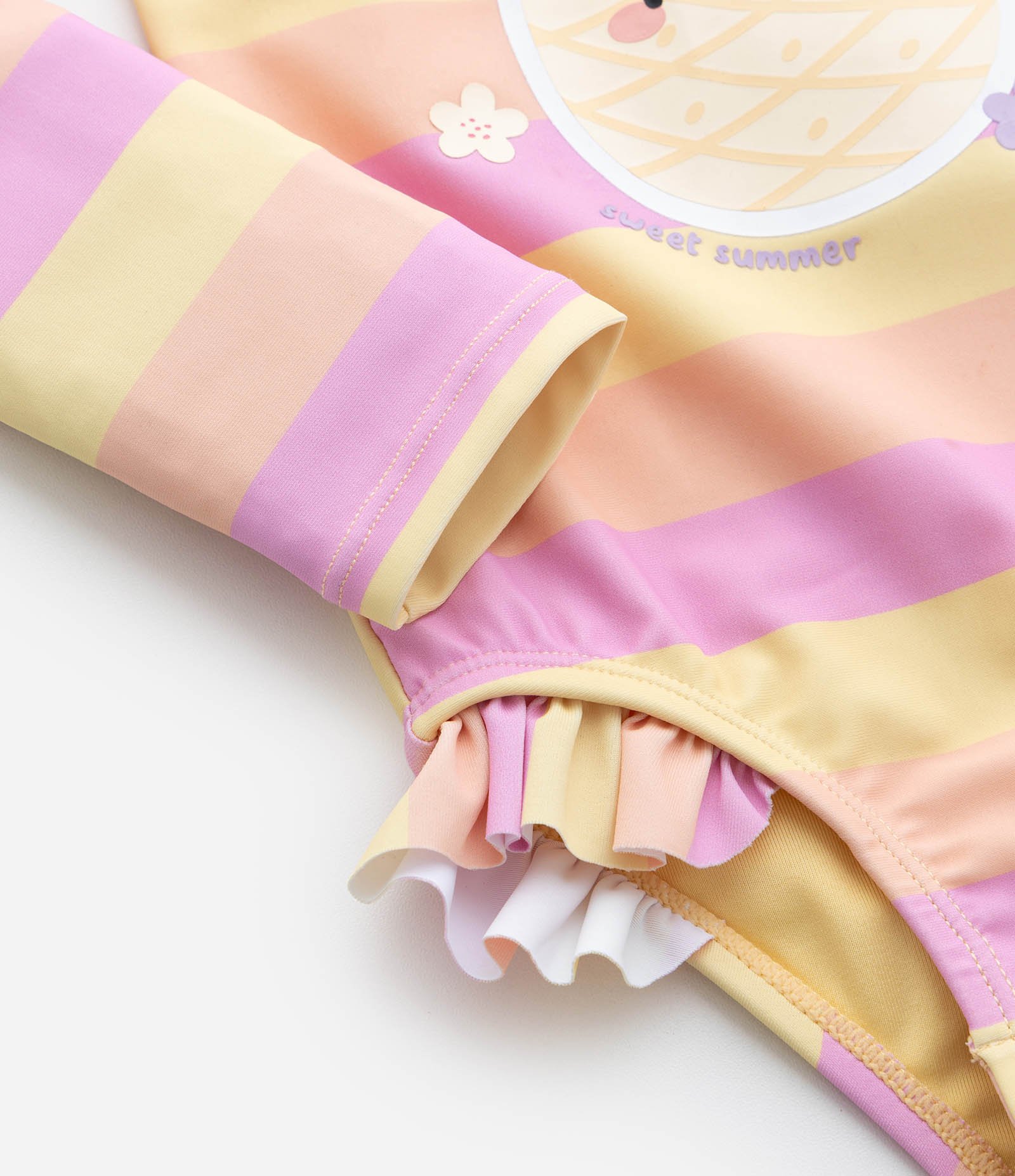 Maiô Infantil com Proteção UV e Babadinhos - Tam 1 a 4 Anos Rosa/Laranja 5