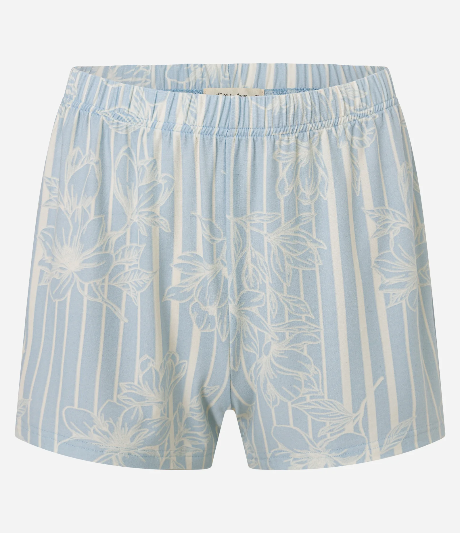 Pijama Short Doll em Peach Touch com Estampa Floral e Detalhe de Renda Azul 7