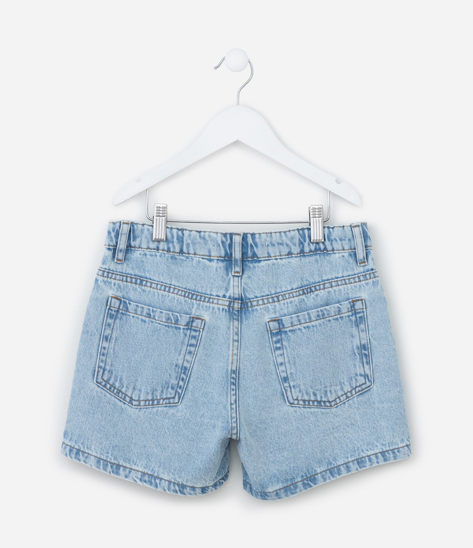 Short Infantil em Jeans com Bordado de Corações - Tam 5 a 14 Anos Azul 2