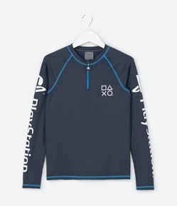 Camiseta Infantil com Proteção UV Estampa Playstation - Tam 5 a 14 Anos